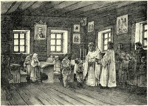 Молебен в сельской школе